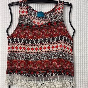 Color of Love Red Orange Embellished Tank Top Size M